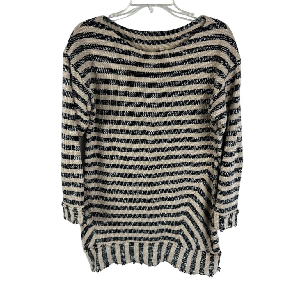 Soft Surroundings Striped Tunic Top Size Medium Long Sleeves Cotton